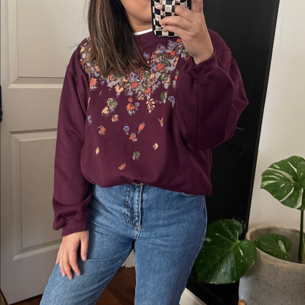 Vintage Basic Edition Maroon Fall Print Sweatshir… - image 6